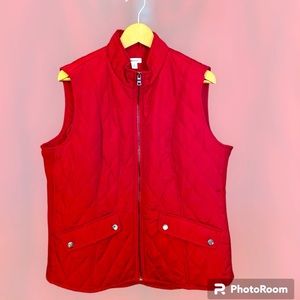 Dress Barn Westport Red Quilted Vest Size xl